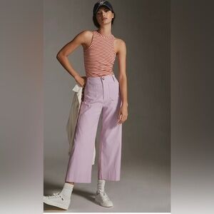 Anthropologie Maeve Colette Cropped Wide-Legged Pants. Lilac. Size 28